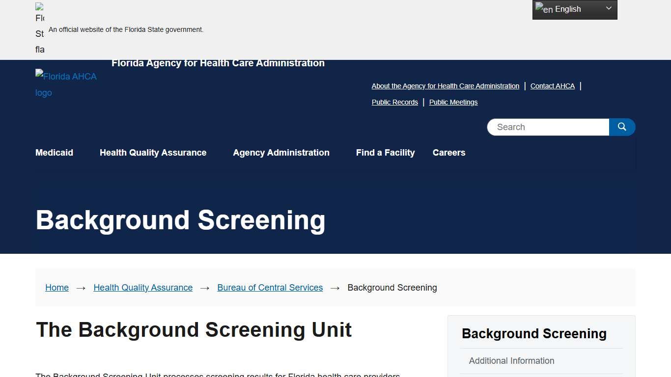 Background Screening | Florida Agency for Health Care Administration