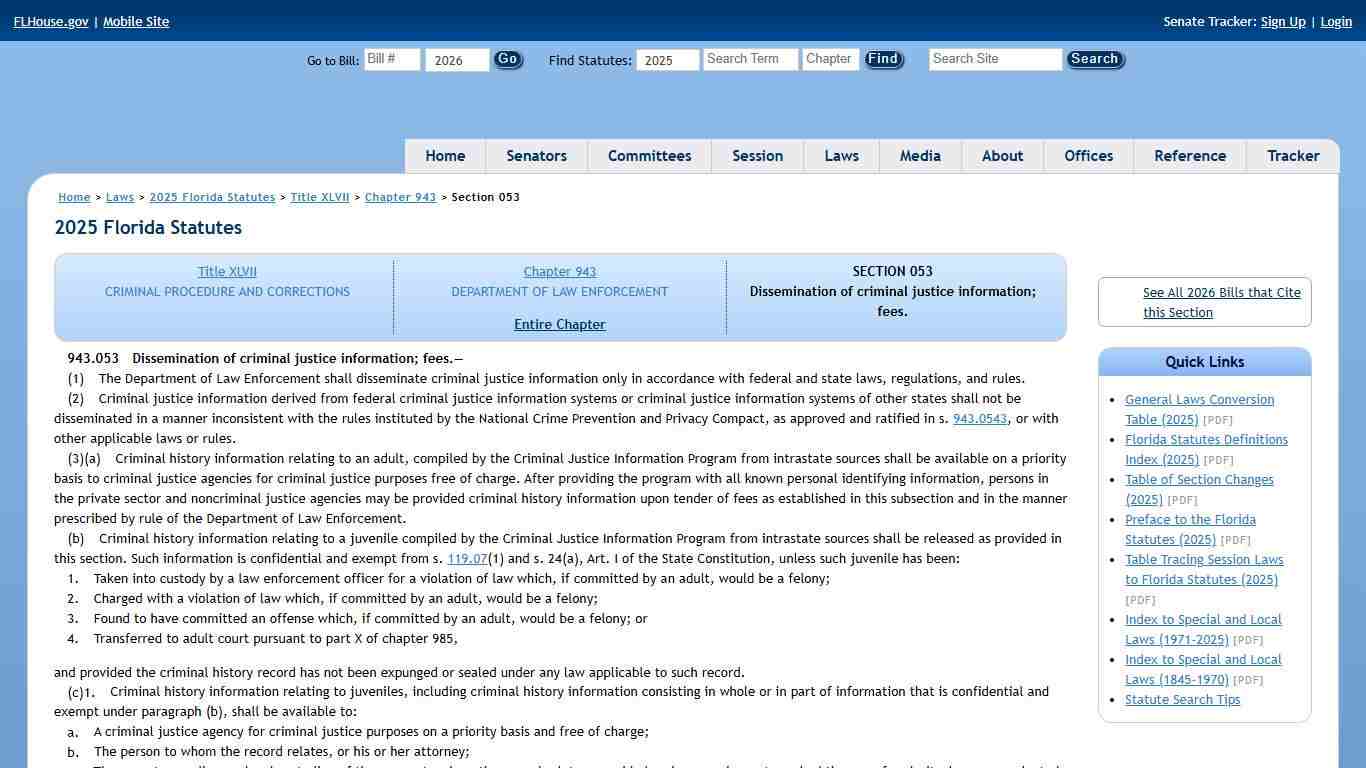 Chapter 943 Section 053 - 2025 Florida Statutes - The Florida Senate